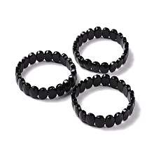 Honeyhandy Natural Obsidian Oval Beaded Stretch Bracelet, Gemstone Jewelry for Women, Inner Diameter: 2-1/8 inch(5.4~5.5cm)