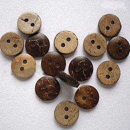 Honeyhandy Smart Round 2-Hole Buttons, Coconut Button, BurlyWood, 13mm, Hole: 2mm, about 200pcs/bag