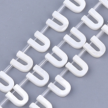 Honeyhandy Natural Freshwater Shell Beads, Top Drilled Beads, White, Letter.U, 10x8x3mm, Hole: 0.8mm