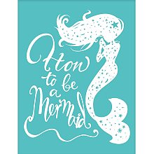 OLYCRAFT 2pcs Self-Adhesive Silk Screen Printing Stencil Mermaid Reusable Mesh Stencils Transfer Washable Home Decor for DIY T-Shirt Pillow Fabric Painting Decoration-11x 8.5Inch