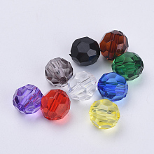 Transparent Acrylic Beads, Faceted, Round, Mixed Color, 6x5.5mm, Hole: 1.3mm, about 4200pcs/500g