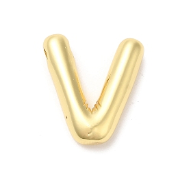 Honeyhandy Eco-Friendly Rack Plating Brass Pendants, Long-Lasting Plated, Lead Free & Cadmium Free, Real 18K Gold Plated, Letter Charm, Letter V, 21~23x13~26x4.5~5.5mm, Hole: 2.5~3.5x1.5~2mm