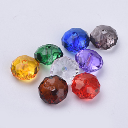 Honeyhandy Transparent Acrylic Beads, Faceted, Rondelle, Mixed Color, 10x6mm, Hole: 1.6mm, about 1290pcs/500g