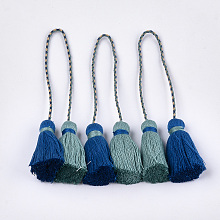 Honeyhandy Polycotton(Polyester Cotton) Tassel Big Pendant Decorations, Two Tone, Blue, 280~300mm