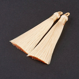 Honeyhandy Nylon Tassels Big Pendant Decorations, Beige, 83~92x9~10mm, Hole: 1.5~4mm