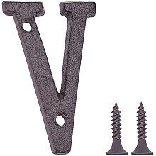 GORGECRAFT 2PCS Cast Iron Door Letter 2.95 Inch Rustic Metal Home Address Letters Mailbox Numbers with Matching Screws, Letter V