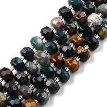 Honeyhandy Natural Ocean Jasper Beads Strands, with Seed Beads, Faceted, Rondelle, 8x6mm, Hole: 1mm, about 20~22pcs/strand, 7.09 inch(18cm)