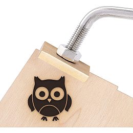 OLYCRAFT Wood Leather Cake Branding Iron 1.2" Bend Branding Iron Stamp Custom Logo BBQ Heat Bakery Stamp with Brass Head and Wood Handle for Woodworking and Baking - Owl