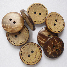 Honeyhandy Round 2-Hole Buttons, Coconut Button, BurlyWood, about 20mm in diameter