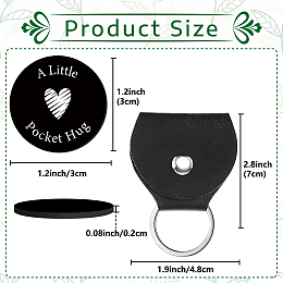 CREATCABIN 1 Set A Little Pocket Hug Token Heart Pattern Long Distance Relationship Keepsake Keychain Stainless Steel Double Sided with PU Leather Keychain Gift for Family Friends 1.2Inch(Black)