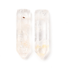 Honeyhandy Natural Quartz Crystal Pointed Pendants, Faceted, Bullet, 30~33x8~9mm, Hole: 1.4~1.6mm