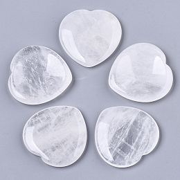 ARRICRAFT Natural Quartz Crystal Thumb Worry Stone, Pocket Palm Stones, for Healing Reiki Stress Relief, Heart Shape, 39~40x39~40x5~6mm