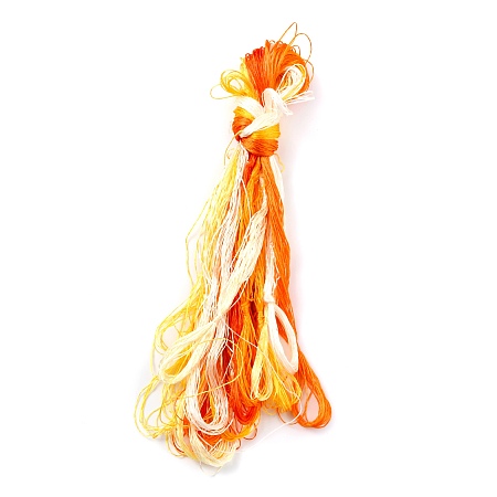 Honeyhandy Real Silk Embroidery Threads, Friendship Bracelets String, 8 Colors, Gradient color, Dark Orange, 1mm, 20m/bundle, 8 bundles/set