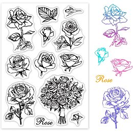 GLOBLELAND Rose Flower Clear Stamps Silicone Stamp Cards for Card Making Decoration and DIY Scrapbooking