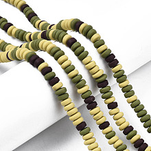 Honeyhandy Handmade Polymer Clay Beads Strands, for DIY Jewelry Crafts Supplies, Flat Round, Pale Goldenrod, 6~7x3mm, Hole: 1.5mm, about 113~116pcs/strand, 15.55 inch~16.14 inch(39.5~41cm)