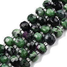 Honeyhandy Natural Ruby Zoisite Beads Strands, with Seed Beads, Faceted, Rondelle, 8x6mm, Hole: 1mm, about 20~22pcs/strand, 7.09 inch(18cm)