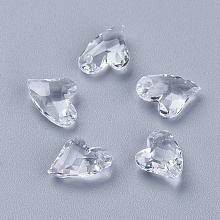 Honeyhandy Transparent Acrylic Charms, Faceted, Heart, Clear, 11x9x4mm, Hole: 0.5mm