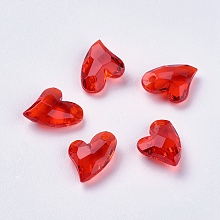 Honeyhandy Transparent Acrylic Charms, Faceted, Heart, Red, 11x9x4mm, Hole: 0.5mm