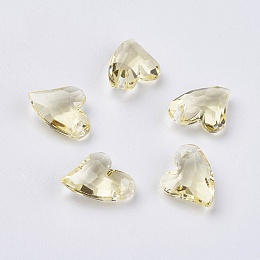 Honeyhandy Transparent Acrylic Charms, Faceted, Heart, Champagne Yellow, 11x9x4mm, Hole: 0.5mm