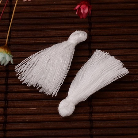 Honeyhandy Cotton Thread Tassels Pendant Decorations, White, 25~31x5mm, about 39~47pcs/bag
