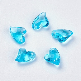 Honeyhandy Transparent Acrylic Charms, Faceted, Heart, Deep Sky Blue, 11x9x4mm, Hole: 0.5mm