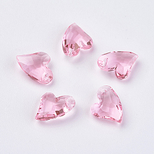 Honeyhandy Transparent Acrylic Charms, Faceted, Heart, Pink, 11x9x4mm, Hole: 0.5mm