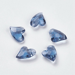 Honeyhandy Transparent Acrylic Charms, Faceted, Heart, Cornflower Blue, 11x9x4mm, Hole: 0.5mm