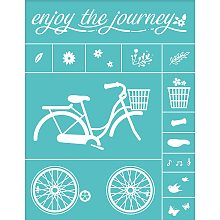 OLYCRAFT 2pcs Self-Adhesive Silk Screen Printing Stencil Bicycle Theme Reusable Pattern Stencils for Painting on Wood Fabric T-Shirt Wall and Home Decorations - 11x 8.5Inch/28x22cm