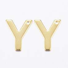 Honeyhandy 304 Stainless Steel Charms, Letter, Initial Charms, Real 18k Gold Plated, Letter.Y, 11x6~12x0.8mm, Hole: 1mm