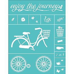 OLYCRAFT 2pcs Self-Adhesive Silk Screen Printing Stencil Bicycle Theme Reusable Pattern Stencils for Painting on Wood Fabric T-Shirt Wall and Home Decorations - 11x 8.5Inch/28x22cm