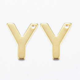 Honeyhandy 304 Stainless Steel Charms, Letter, Initial Charms, Real 18k Gold Plated, Letter.Y, 11x6~12x0.8mm, Hole: 1mm