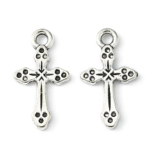 Honeyhandy Alloy Pendants, Lead Free and Cadmium Free, Cross, Antique Silver, about 19mm long, 10.5mm wide, 2mm thick, hole: 2mm