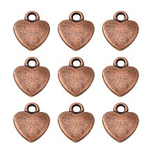 Honeyhandy Tibetan Style Alloy Charms, Red Copper, Lead Free and Cadmium Free, Heart, about 12mm long, 10mm wide, 2.5mm thick hole: 2mm