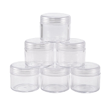 Honeyhandy Plastic Round Clear Beads Display Storage Case Box, about 3.9cm in diameter, 3.3cm high, Capacity: 15ml(0.5 fl. oz)