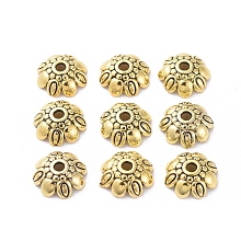 Honeyhandy Tibetan Style Alloy Bead Caps, Lead Free and Cadmium Free, Antique Golden, 9x3mm, Hole: 2mm