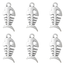 Honeyhandy Tibetan Style Alloy Pendants, Cadmium Free & Lead Free, Fish Bone, Antique Silver Color, about 26mm long, 11.5mm wide, 2.5mm thick, Hole: 2.5mm