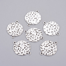 Honeyhandy Tibetan Silver Connectors/Links connectors, Lead Free and Cadmium Free, Flat Round, Antique Silver, about 31mm long, 24mm wide, 1.5mm thick, hole: 2mm