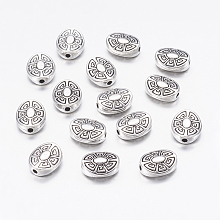 Honeyhandy Tibetan Style Alloy Beads, Oval, Antique Silver, Lead Free & Cadmium Free, 11x9x4mm, Hole: 2mm