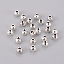 Honeyhandy Tibetan Style Spacer Beads, Round, Lead Free & Cadmium Free, Antique Silver, 5x4mm, Hole: 1.5mm