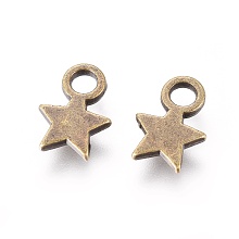 Honeyhandy Tibetan Style Alloy Charms, Star, Antique Bronze, Cadmium Free & Lead Free, 10x8x2mm, Hole: 2.5mm