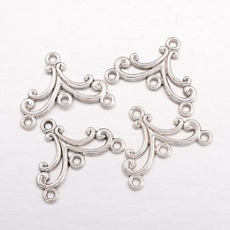 Honeyhandy Alloy Chandelier Components, Lead Free and Cadmium Free, Antique Silver Color, about 27mm long, 21mm wide, 1.5mm thick, hole: 2mm