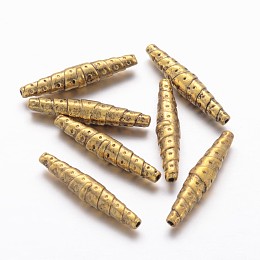 Honeyhandy Tibetan Style Alloy Beads, Lead Free and Cadmium Free, Tube, Antique Golden, 25x5mm, Hole: 1mm