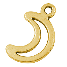 Honeyhandy Tibetan Style Alloy Pendants, Moon, Antique Golden, Lead Free & Cadmium Free, 17x11x1mm, Hole: 1.5mm