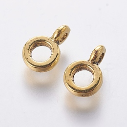 Honeyhandy Tibetan Style Alloy Hangers, Bail Beads, Rondelle, Antique Golden, Lead Free, 6.5x2mm, Hole: 2mm, Inner Diameter: 3mm