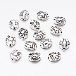 Honeyhandy Tibetan Style Alloy Beads, Oval, Antique Silver, Lead Free & Cadmium Free, 11x9x4mm, Hole: 2mm