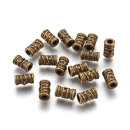 Honeyhandy Tibetan Antique Bronze Metal Beads, Grooved Beads, Lead Free & Cadmium Free, Column, 5.5mm in diameter, 9mm long, hole: 3mm