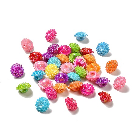Honeyhandy AB Color Acrylic Flower Sewing Shank Buttons, Mixed Color, 16mm in diameter, 10mm thick, hole: 2.5mm, about 625pcs/500g