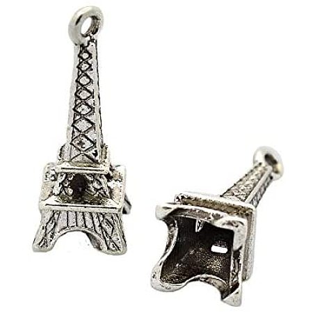 Pandahall Elite 50pcs Eiffel Tower Charms Antique Silver Tibetan Alloy Pendants Lead Free & Cadmium Free for Bracelets Jewelry Crafts Making Accessories 24x8x7mm