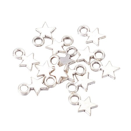 NBEADS 100PCS Antique Silver Tibetan Style Star Charms, Alloy Necklace Bracelet Charm pendants for DIY Necklace Jewelry Making