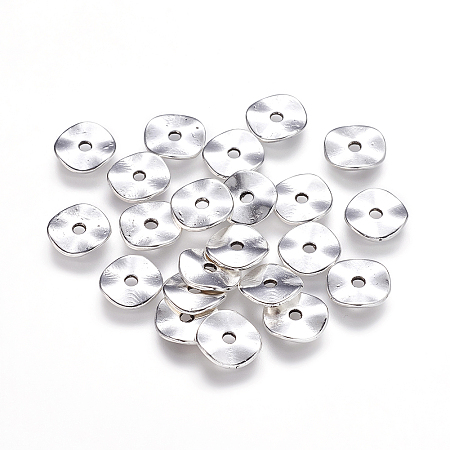 ARRICRAFT Tibetan Style Alloy Wavy Spacer Beads, Flat Round, Antique Silver, Lead Free & Cadmium Free, 10x1mm, Hole: 2mm
